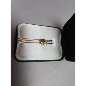 Vintage Gold Tone Kiwi Bird Green Stone Tie Clip Tie Bar